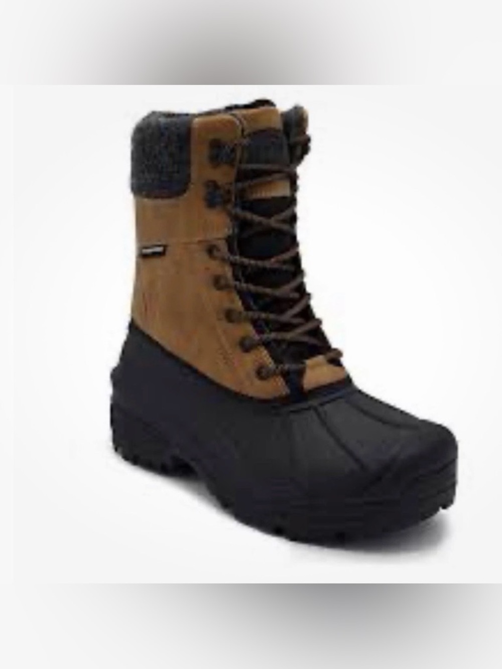 Men's Waterproof Brown and Black Insulated Lace-Up Winter Boots